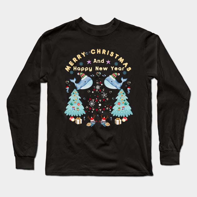 Merry Christmas and Happy New Year under the sea Long Sleeve T-Shirt by ATime7